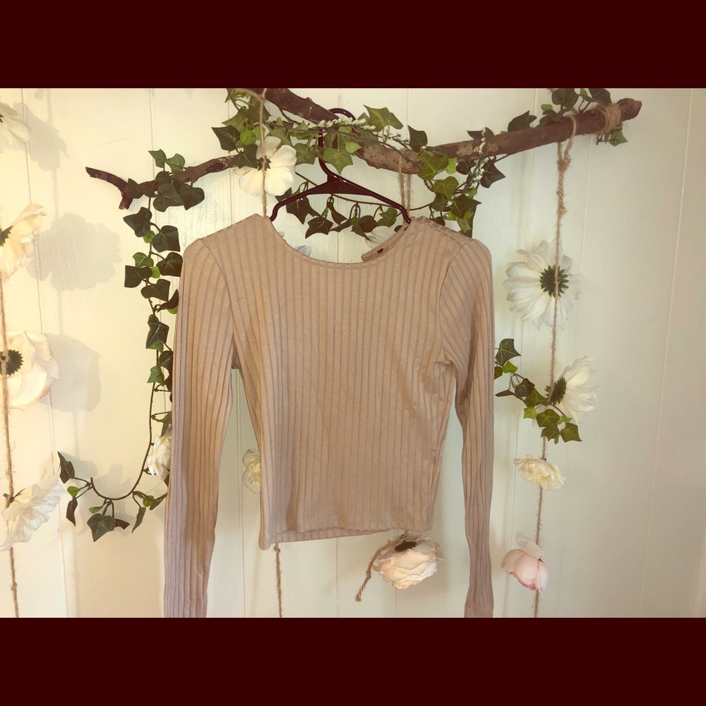 Brown Open Tie-Back Top